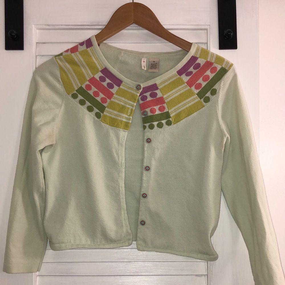Pale green cardigan,
